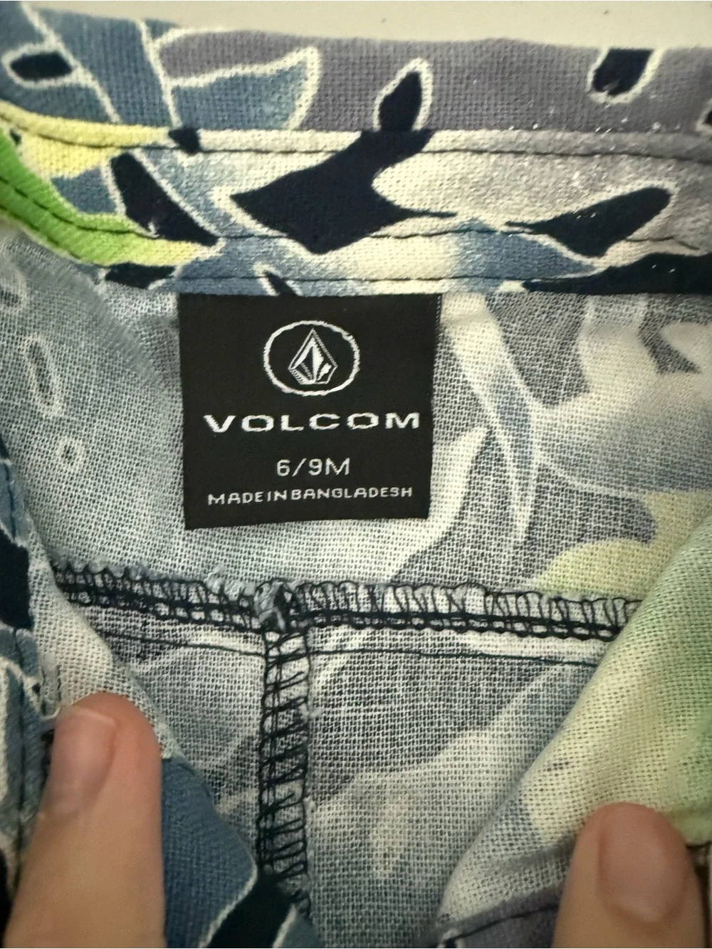 Volcom Navy Blue Tropical Button-Front Romper